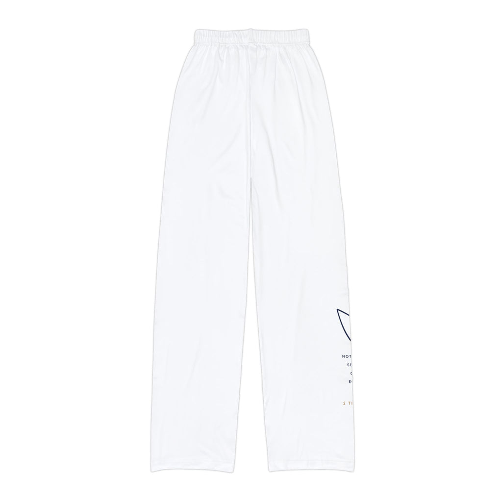 Kids Pants — White Relaxed loose with Jesus Script Accent